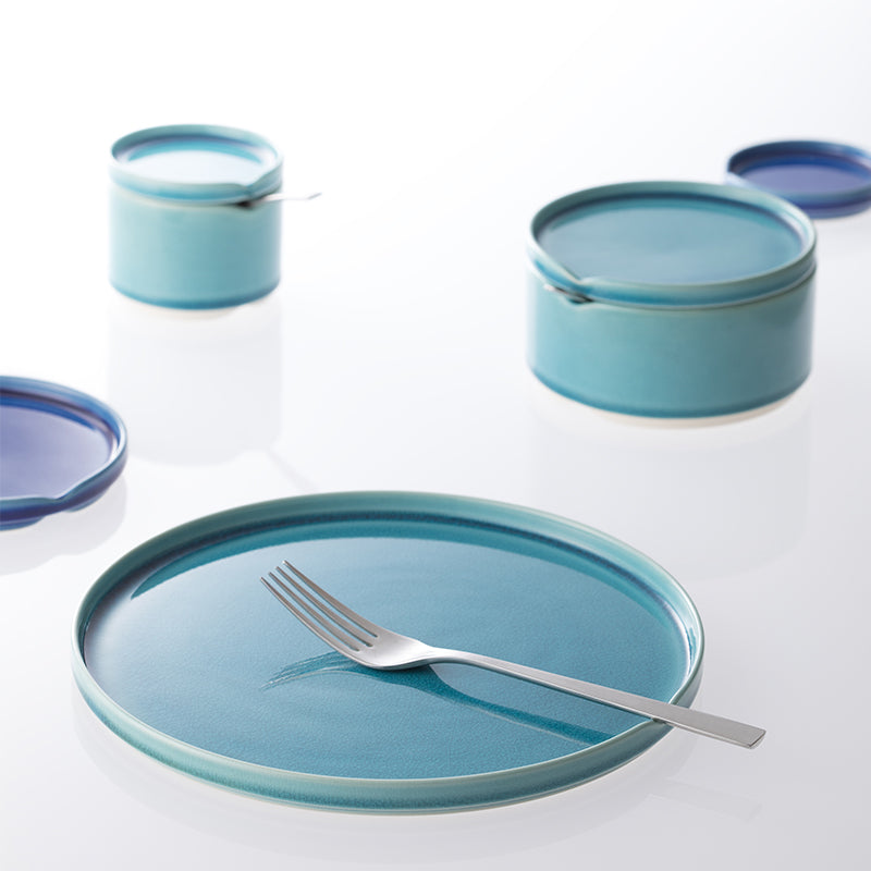 Hasu stacking bowl w. lid - azure blue M