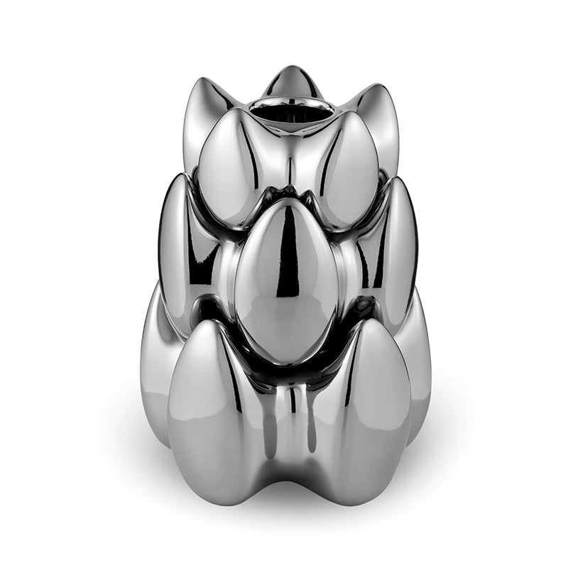 Elegant silver candle holder made of porcelain. Design from Hong Kong - available at JAHOKO. 3 sizes - stack it as you like.